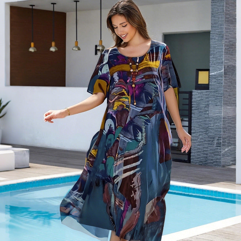 Jardin Solaire | Robe fluide aux couleurs tropicales ensoleillées