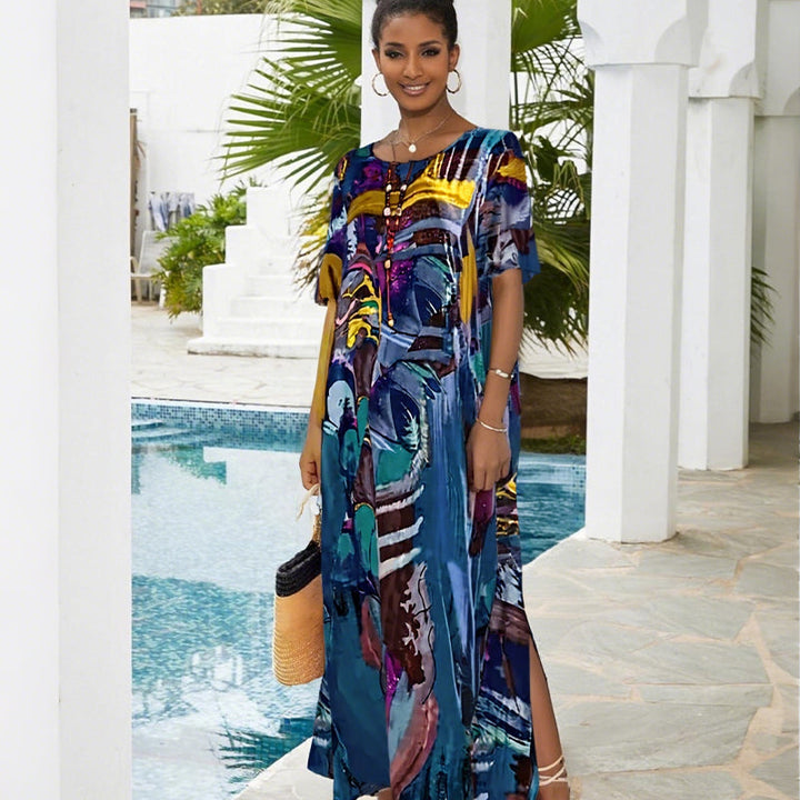 Jardin Solaire | Robe fluide aux couleurs tropicales ensoleillées