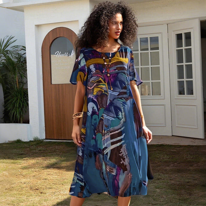 Jardin Solaire | Robe fluide aux couleurs tropicales ensoleillées