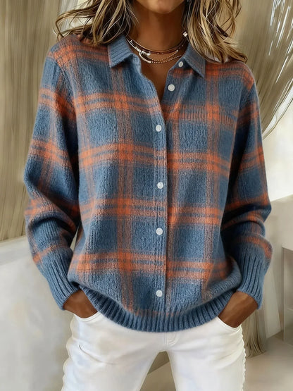 Cardigan Louise | Gilet à carreaux boutonné