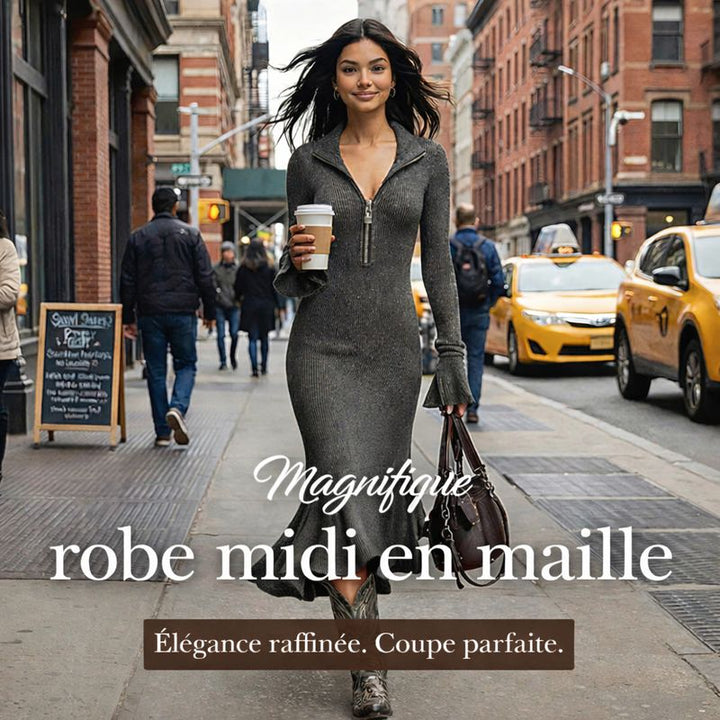 Luna | Robe sirène élégante à manches larges et fermeture éclair