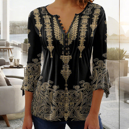 Romance Printanière | Blouse fluide à col V fleuri