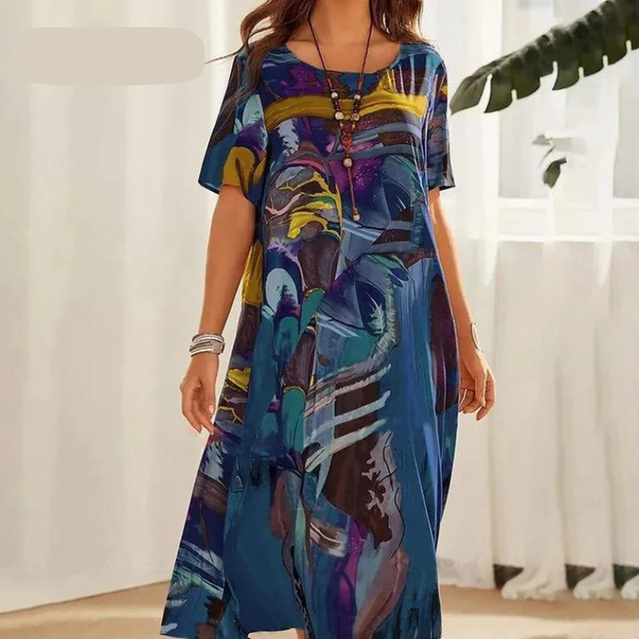 Jardin Solaire | Robe fluide aux couleurs tropicales ensoleillées