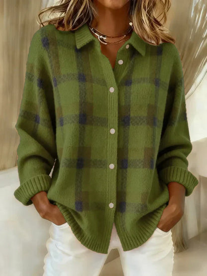 Cardigan Louise | Gilet à carreaux boutonné