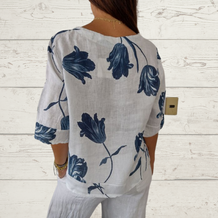 Nocturne |Tunique élégante à imprimé floral et décolleté en V