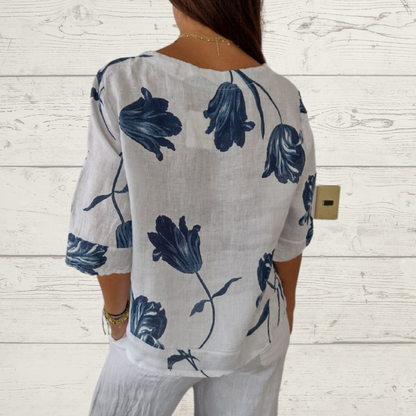 Nocturne |Tunique élégante à imprimé floral et décolleté en V
