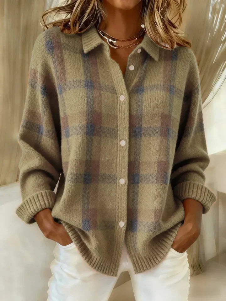 Cardigan Louise | Gilet à carreaux boutonné