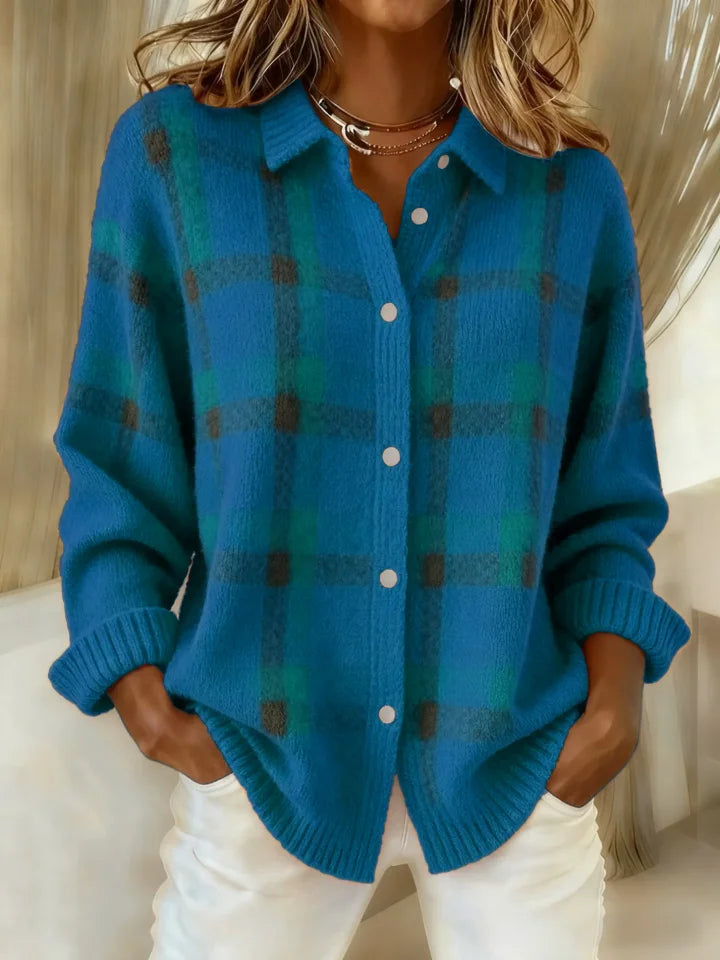 Cardigan Louise | Gilet à carreaux boutonné