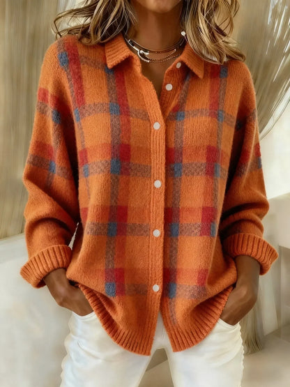 Cardigan Louise | Gilet à carreaux boutonné