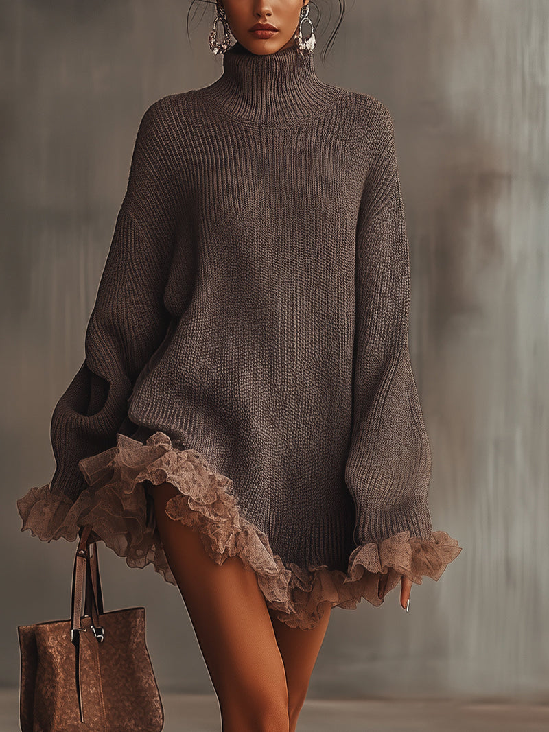 Élégance Jaylene | Robe pull à col roulé