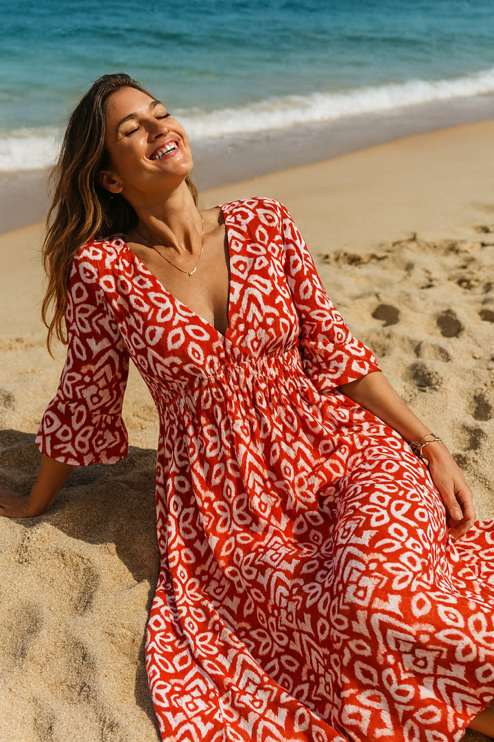 Élégance Robe |  De plage à col en V