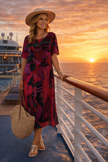 Jardin Solaire | Robe fluide aux couleurs tropicales ensoleillées