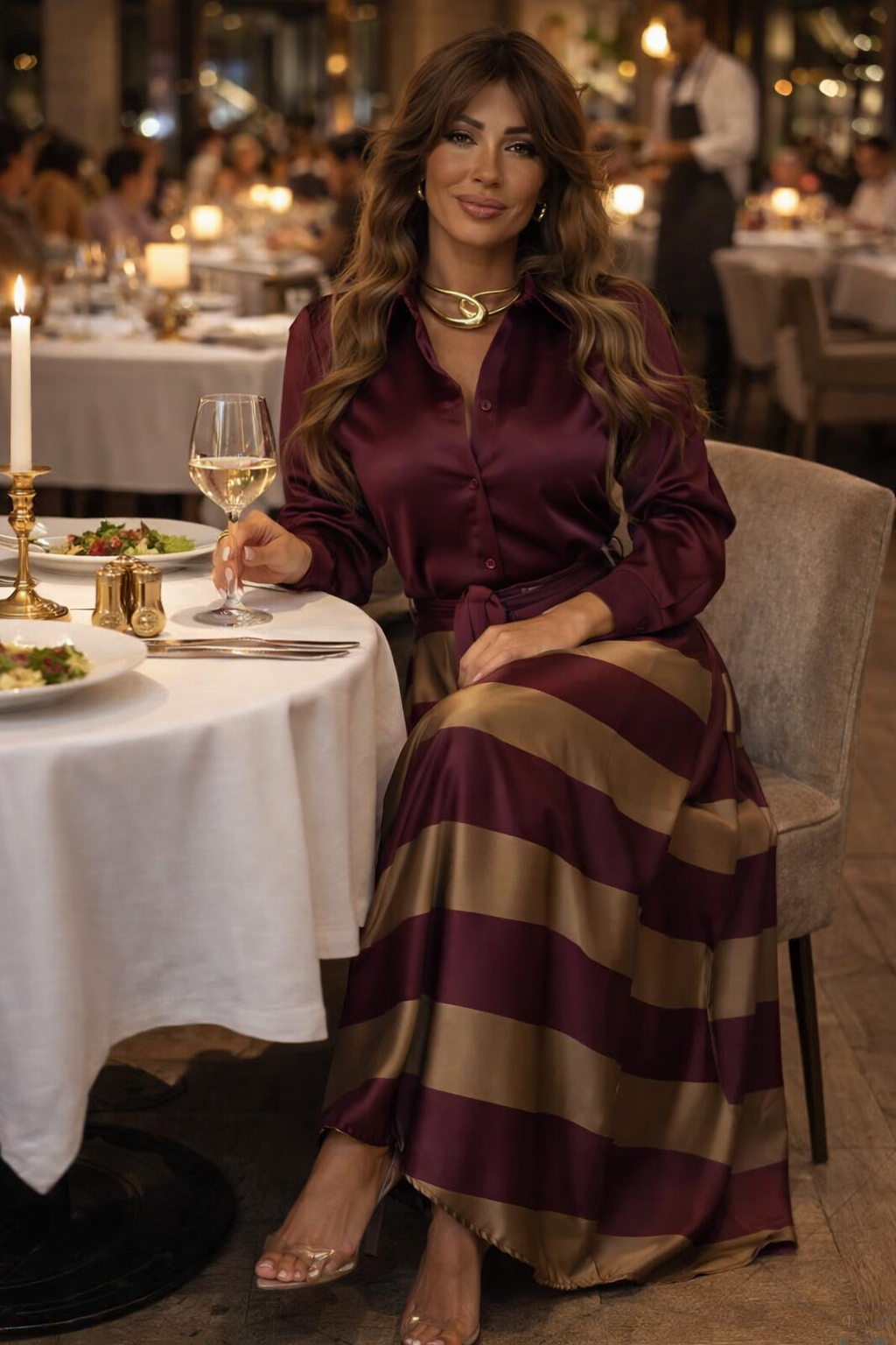 Bordeaux Élégance | Robe longue imprimée