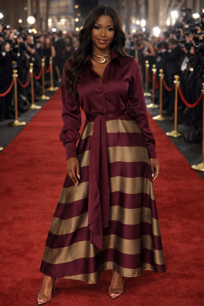 Bordeaux Élégance | Robe longue imprimée