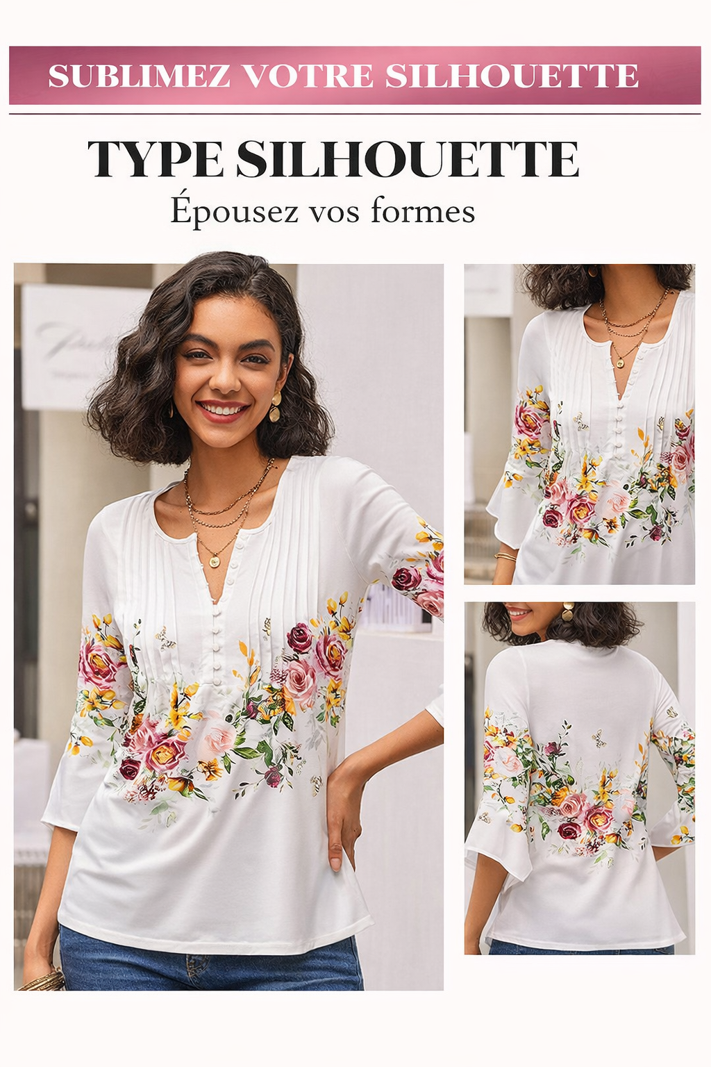 Romance Printanière | Blouse fluide à col V fleuri