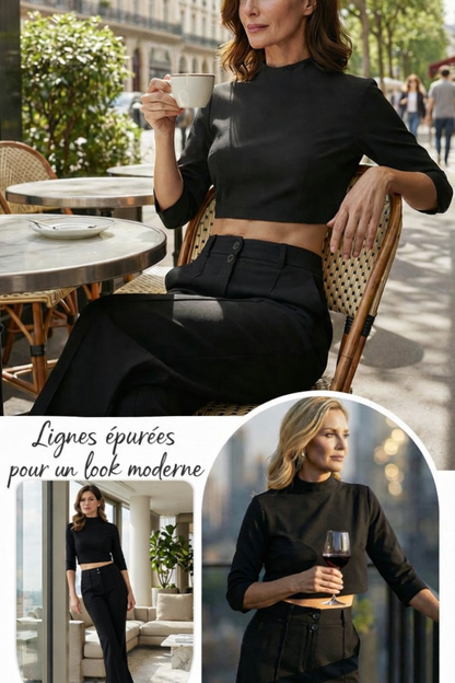 Amélie Élégante | Ensemble Top Court et Pantalon Taille Haute