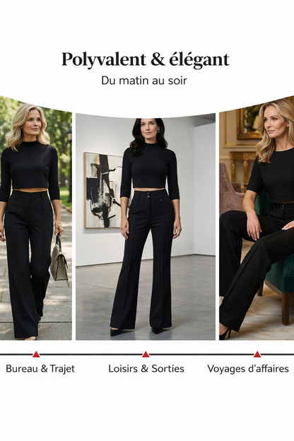 Amélie Élégante | Ensemble Top Court et Pantalon Taille Haute