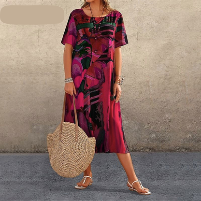 Jardin Solaire | Robe fluide aux couleurs tropicales ensoleillées