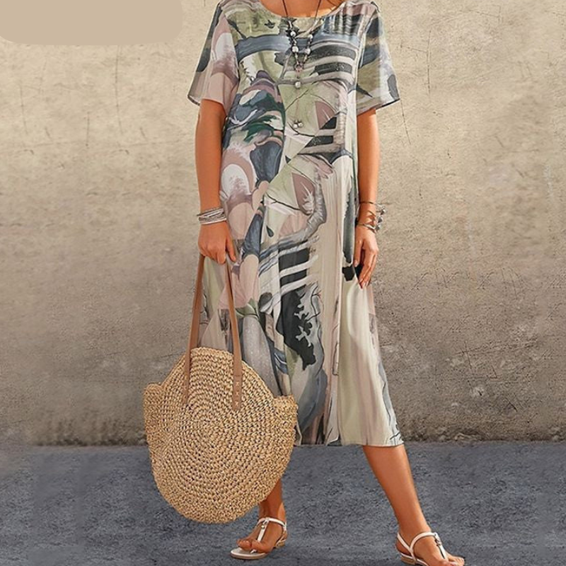 Jardin Solaire | Robe fluide aux couleurs tropicales ensoleillées