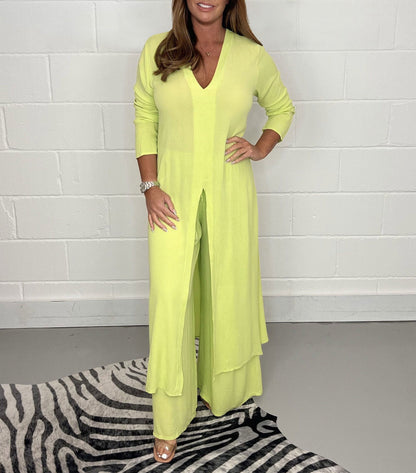 Élégance Décontractée | Ensemble 2 pièces casual avec tunique longue et pantalon assorti