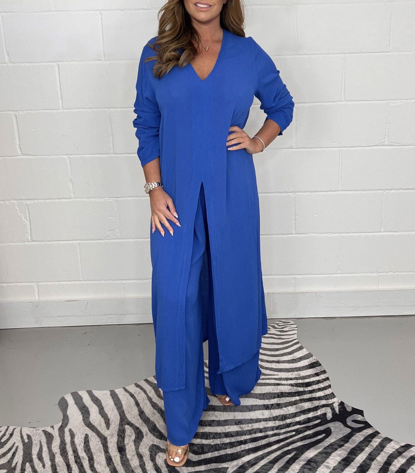 Élégance Décontractée | Ensemble 2 pièces casual avec tunique longue et pantalon assorti