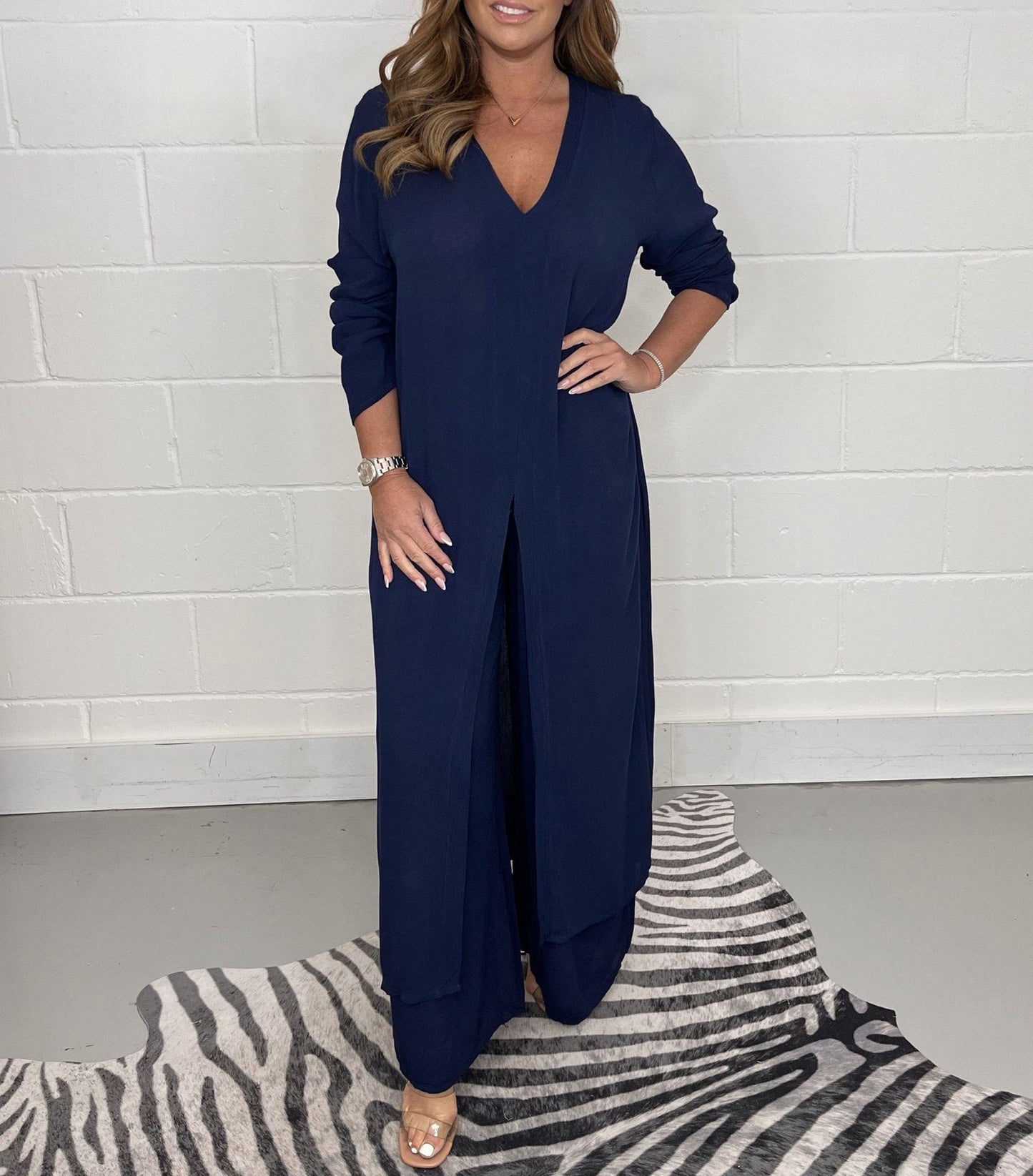 Élégance Décontractée | Ensemble 2 pièces casual avec tunique longue et pantalon assorti