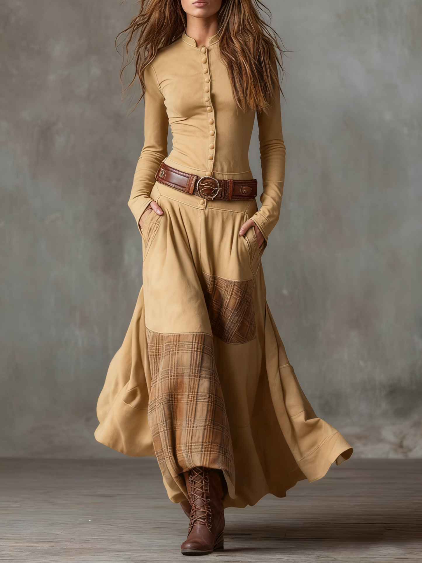 Helena | Robe longue intemporelle en daim suédé