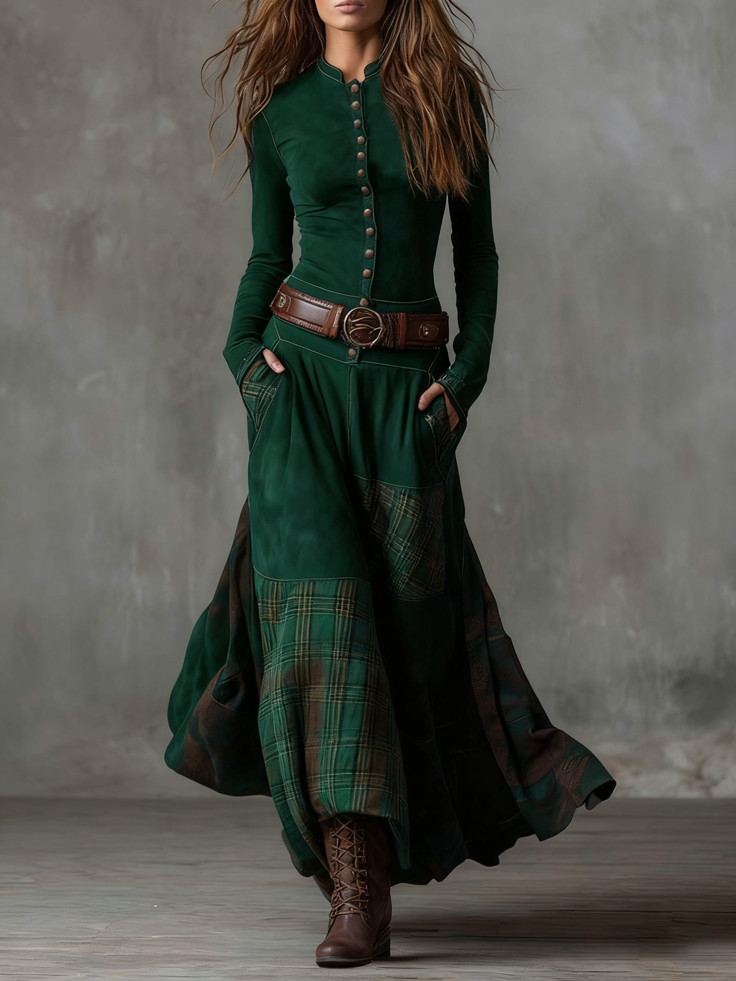 Helena | Robe longue intemporelle en daim suédé
