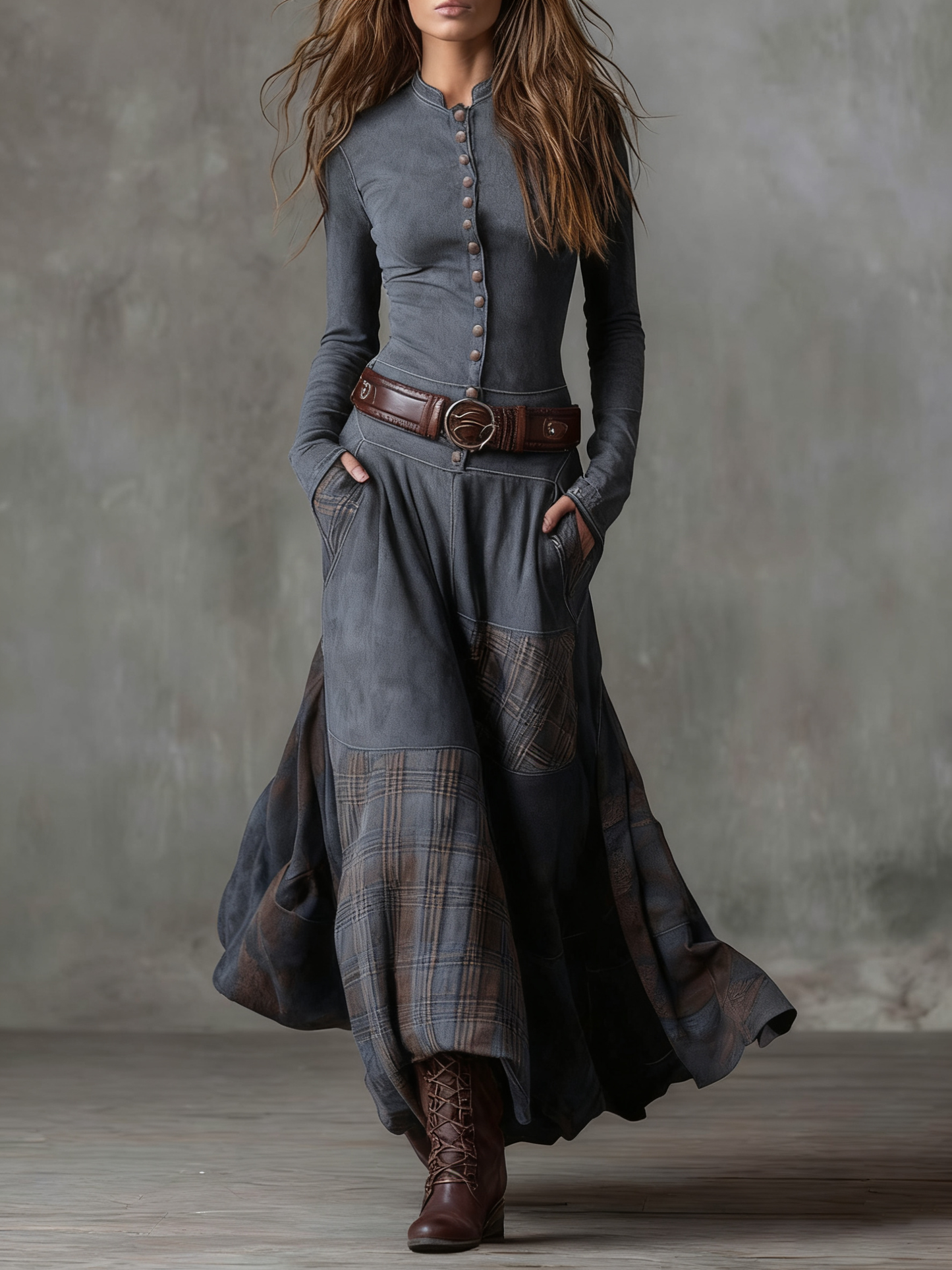 Helena | Robe longue intemporelle en daim suédé