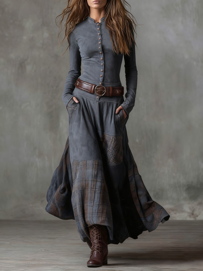 Helena | Robe longue intemporelle en daim suédé