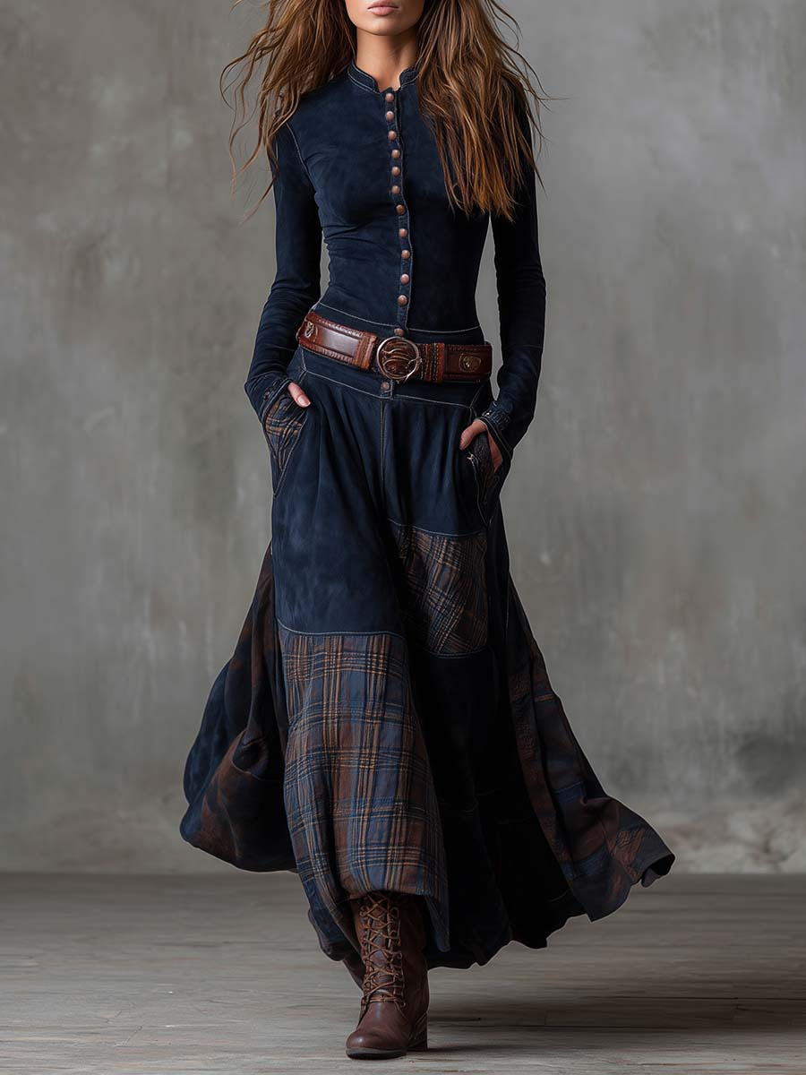 Helena | Robe longue intemporelle en daim suédé