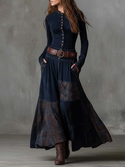 Helena | Robe longue intemporelle en daim suédé