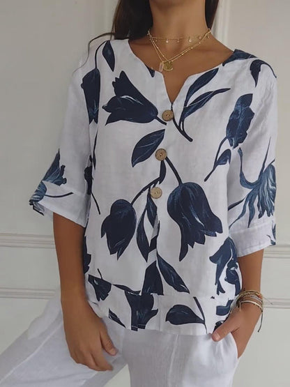 Nocturne |Tunique élégante à imprimé floral et décolleté en V