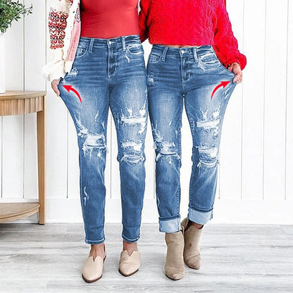 Élise | Jean Slim Femme Effet Usé