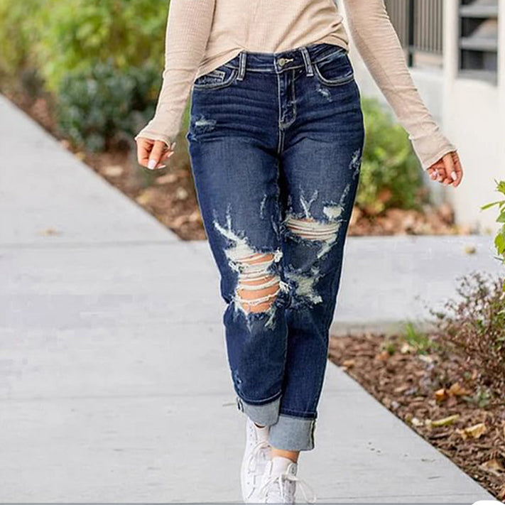 Élise | Jean Slim Femme Effet Usé