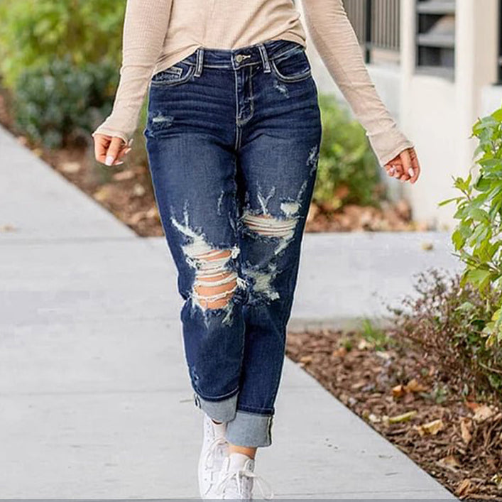 Élise | Jean Slim Femme Effet Usé