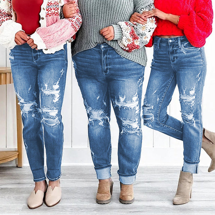 Élise | Jean Slim Femme Effet Usé