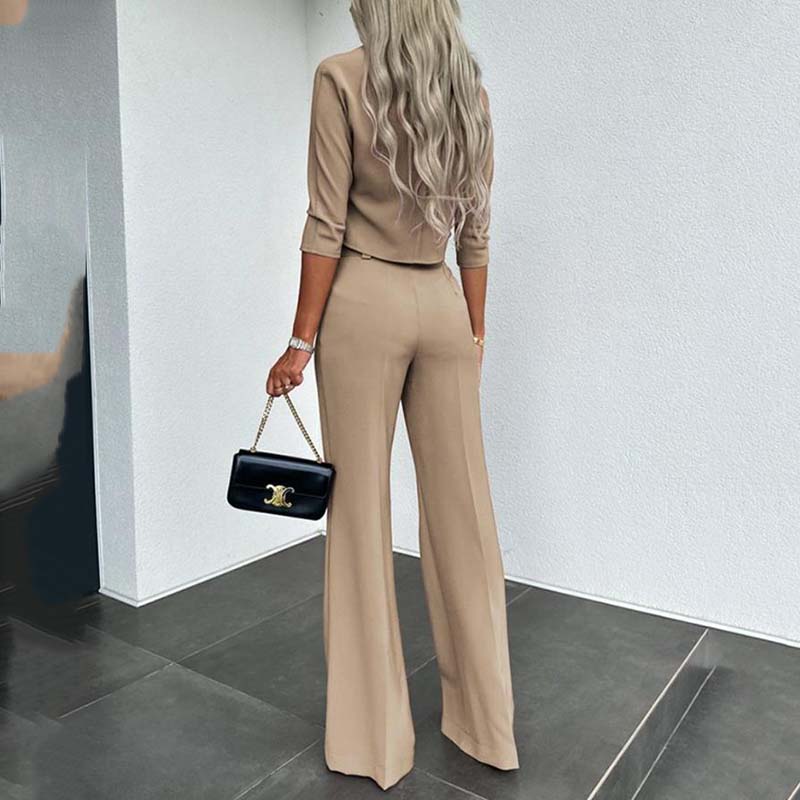 Amélie Élégante | Ensemble Top Court et Pantalon Taille Haute
