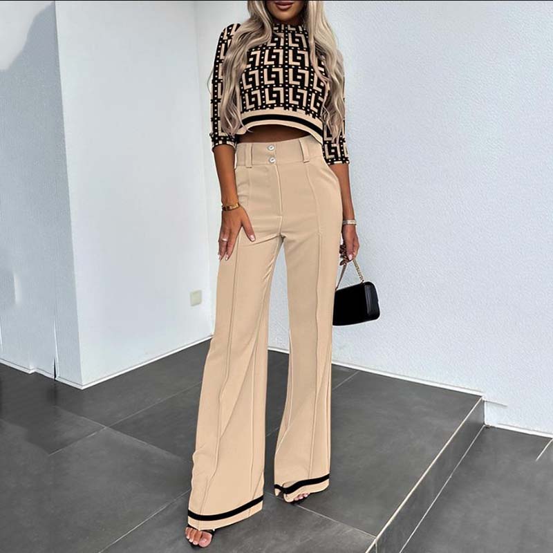 Amélie Élégante | Ensemble Top Court et Pantalon Taille Haute