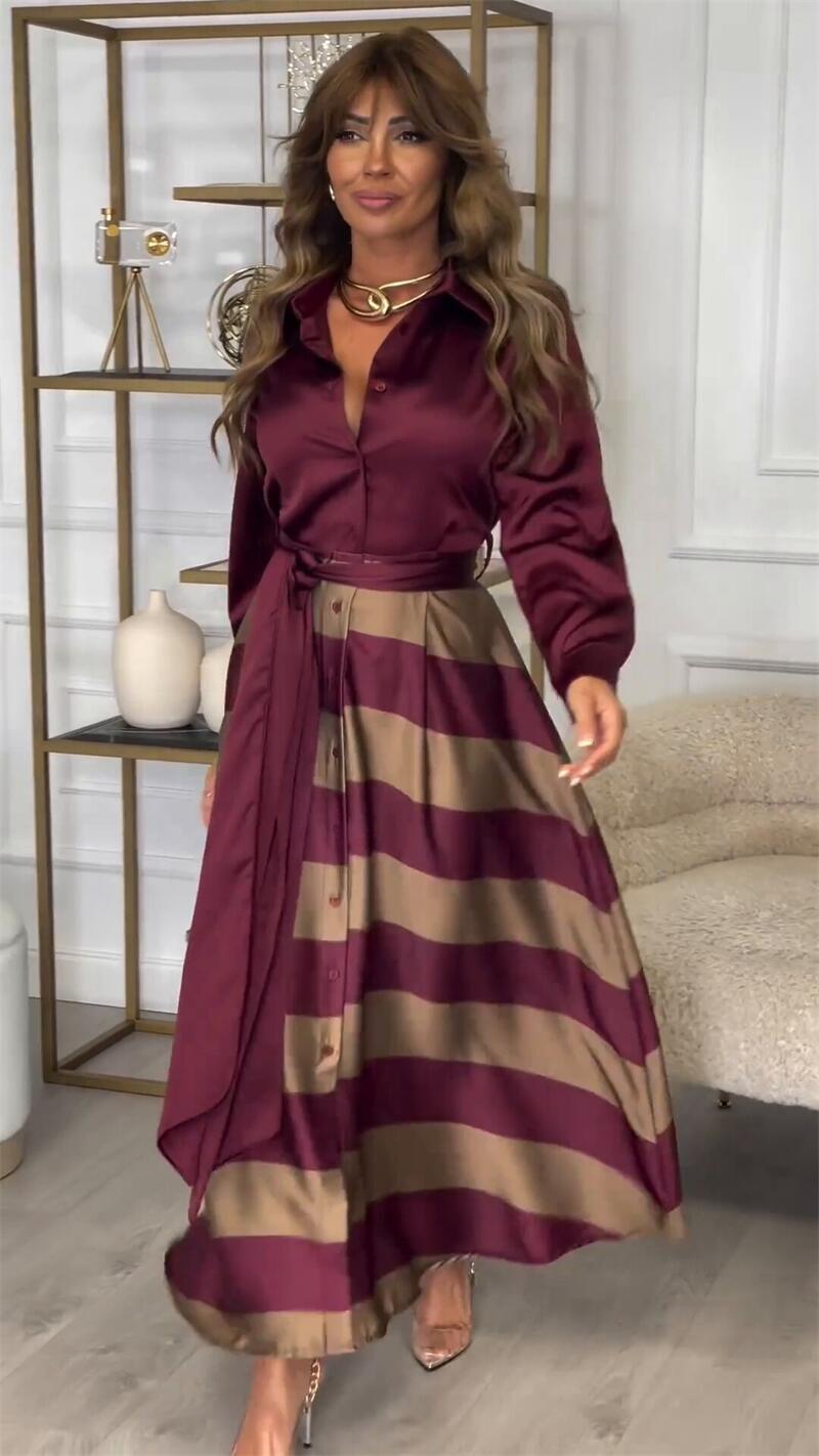 Bordeaux Élégance | Robe longue imprimée