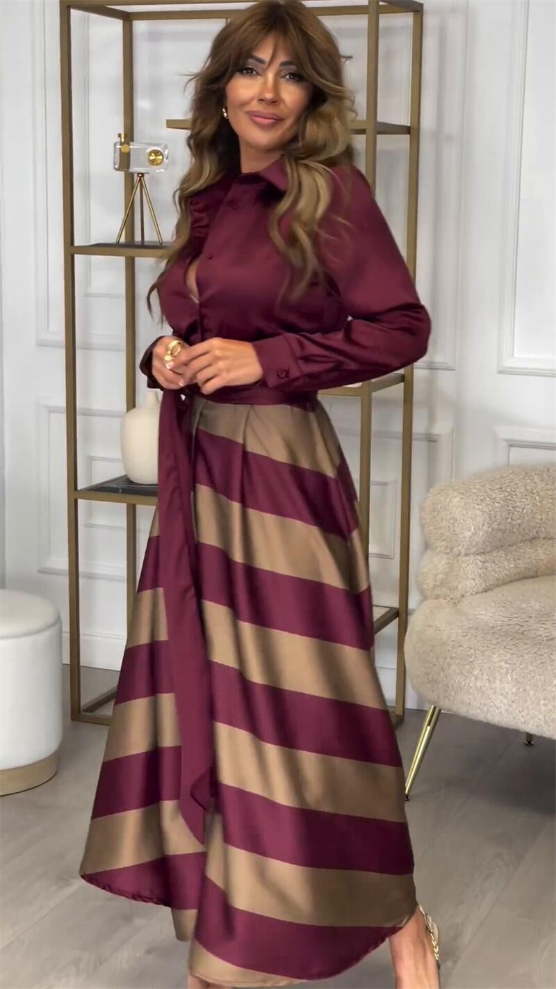 Bordeaux Élégance | Robe longue imprimée