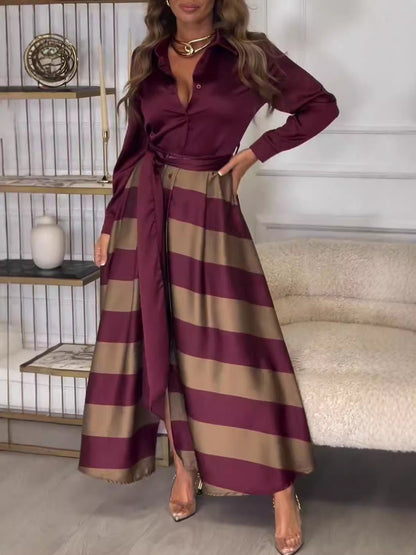 Bordeaux Élégance | Robe longue imprimée