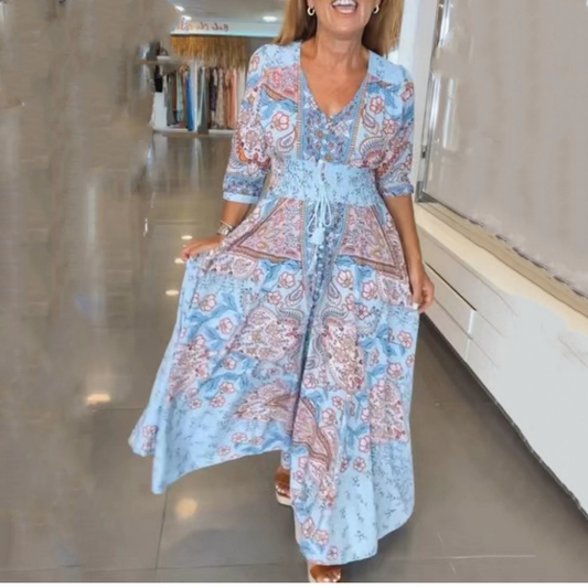 Lumière |  Élégante Robe Longue d’Été à Motif Floral