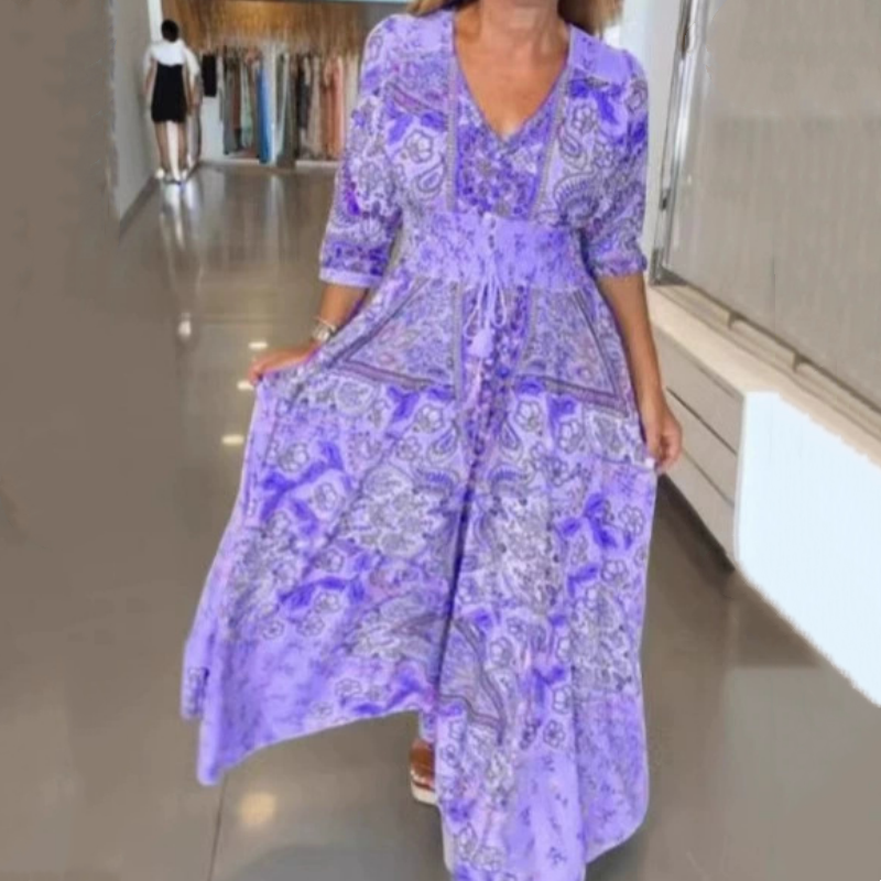 Lumière |  Élégante Robe Longue d’Été à Motif Floral