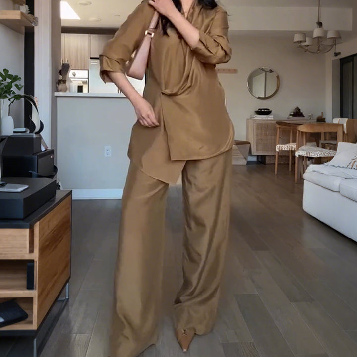 Riviera  | Haut  Élégance col V structuré et pantalon long fluide