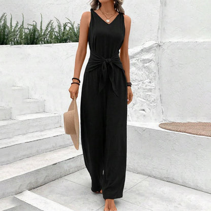 Amélie Chic | Combinaison à Col V avec Ceinture à la Taille