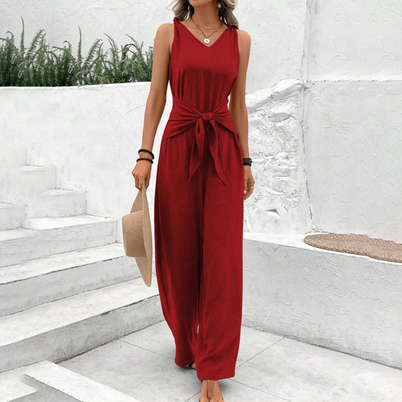 Amélie Chic | Combinaison à Col V avec Ceinture à la Taille