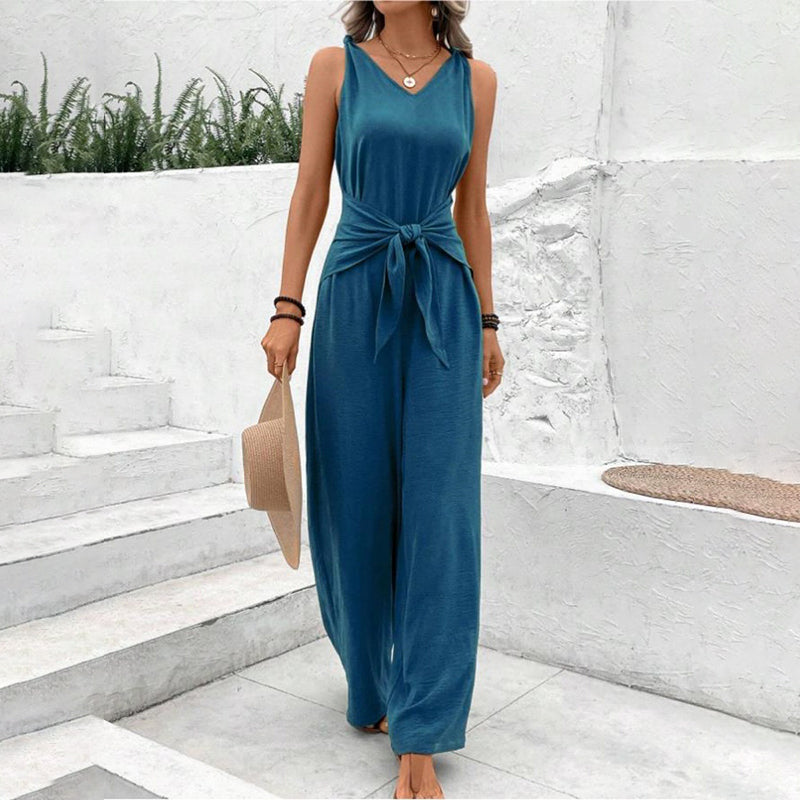 Amélie Chic | Combinaison à Col V avec Ceinture à la Taille