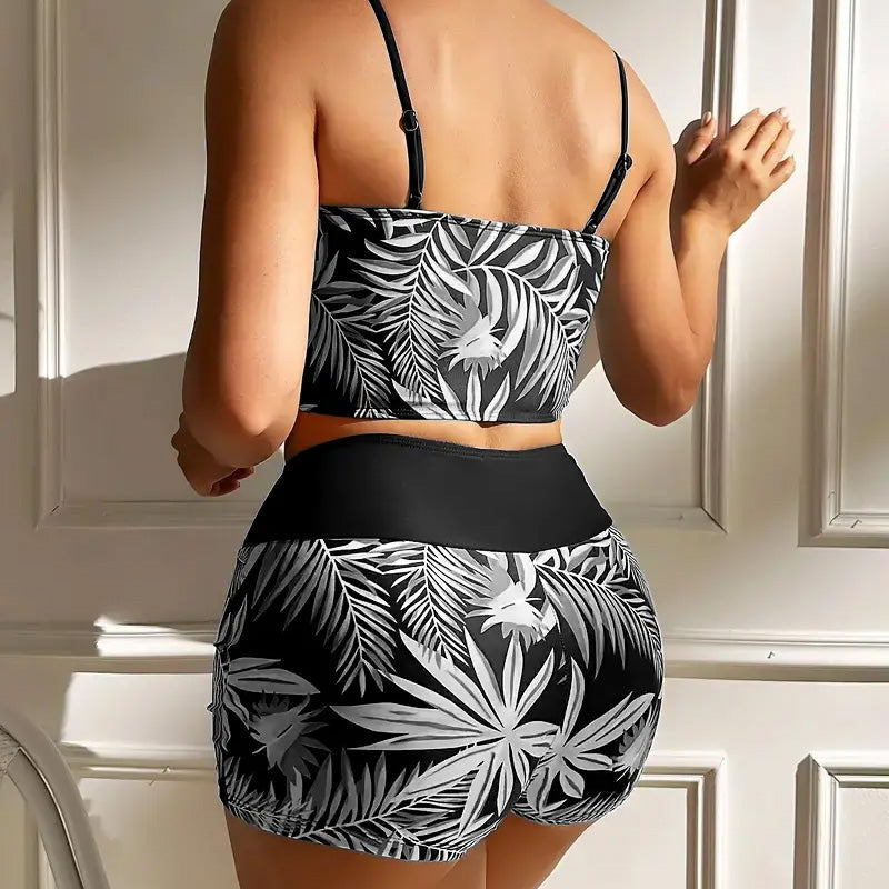 Jungle Élégante | Ensemble Crop Top et Short