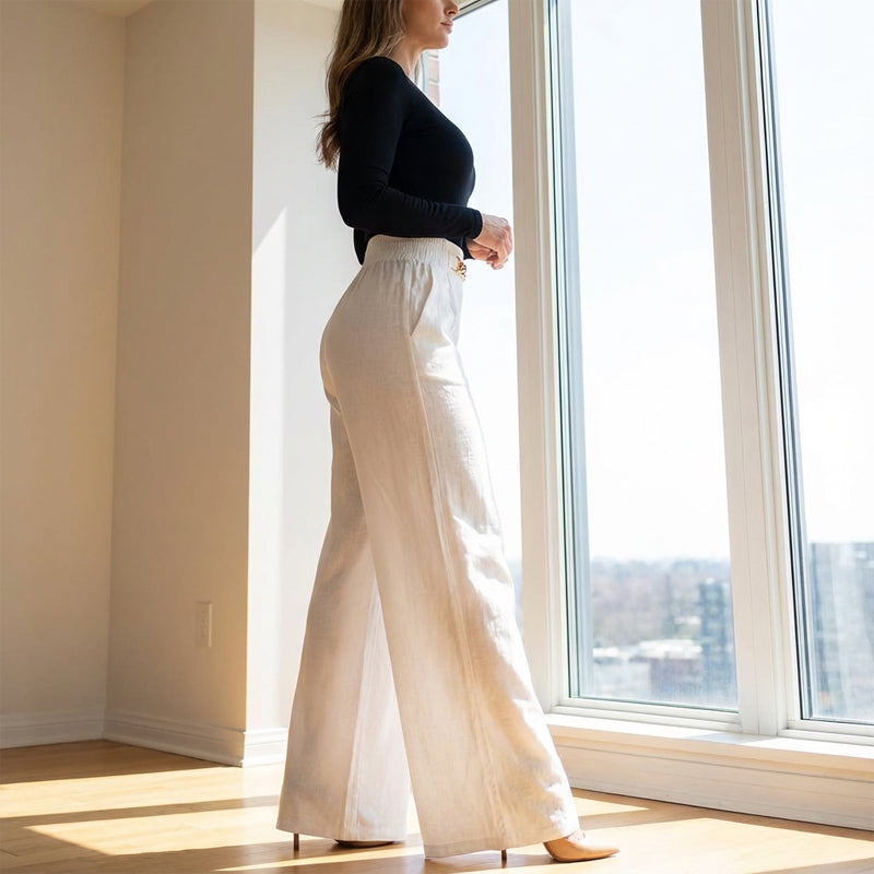 Clara Chic | pantalon large taille haute